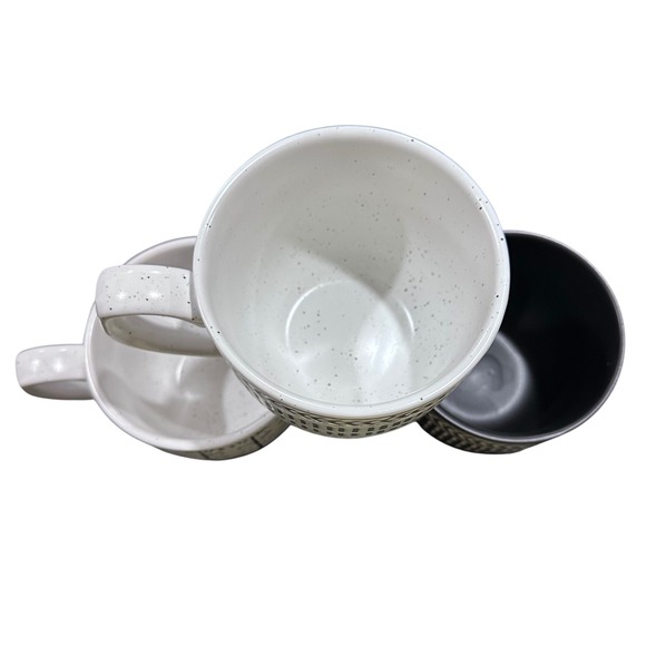 The Old Pottery Company Tribal Geometric Pattern Mugs Set of 3 Black White - Picture 5 of 12